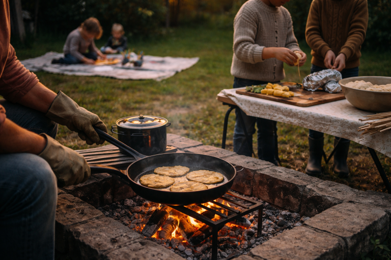 Bålmad med børn uden kaos: zoner, tryghed og 12 retter der lykkes