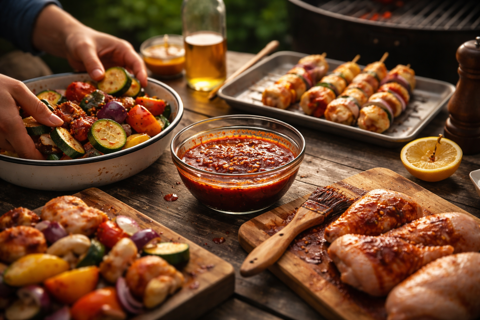 Nem BBQ-marinade - base-opskrift + varianter til grønt, kylling og spyd