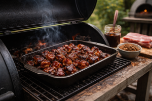 Pork belly burnt ends: opskrift, rub, glaze og tid/temperatur i smoker