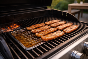Stegt flæsk på grill: sprødt, kontrolleret og uden fedtbrand