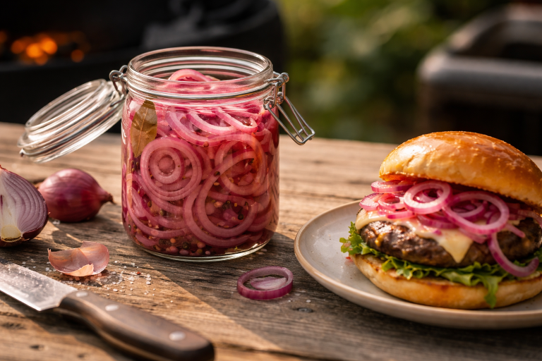Syltede rødløg: hurtig opskrift og perfekte til burger og grillmad